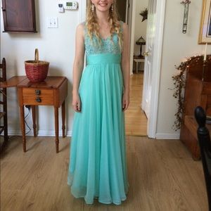 La Femme Turquoise Prom Dress